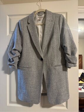 H&M Light Gray Single-Button Blazer Jacket